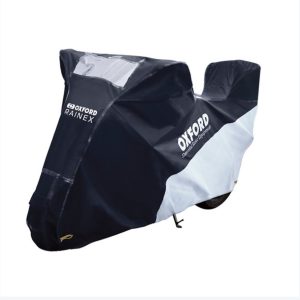 OXFORD Rainex Outdoor Motorhoes – Zwart/Zilver – Moto/Scooter met topkoffer – M
