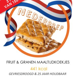 25jr houdbare maaltijdkoekjes | 3 porties (6 koekjes) | gevriesdroogd noodrantsoen