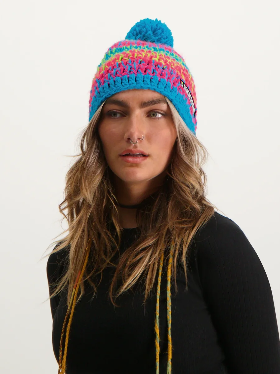Classic Colorful Beanie | Pink Blue Yellow - Afbeelding 3