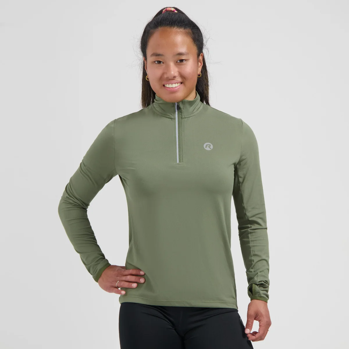 Core Hardlooptop Lange Mouw 1/2 Zip Dames - Legergroen - Afbeelding 3