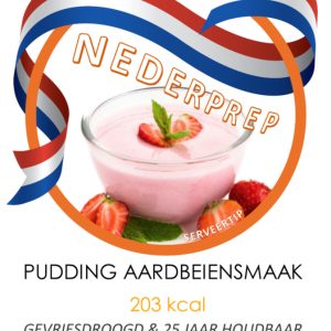 Instant pudding aardbeiensmaak | gevriesdroogd 25 jaar houdbaar noodrantsoen | NEDERPREP
